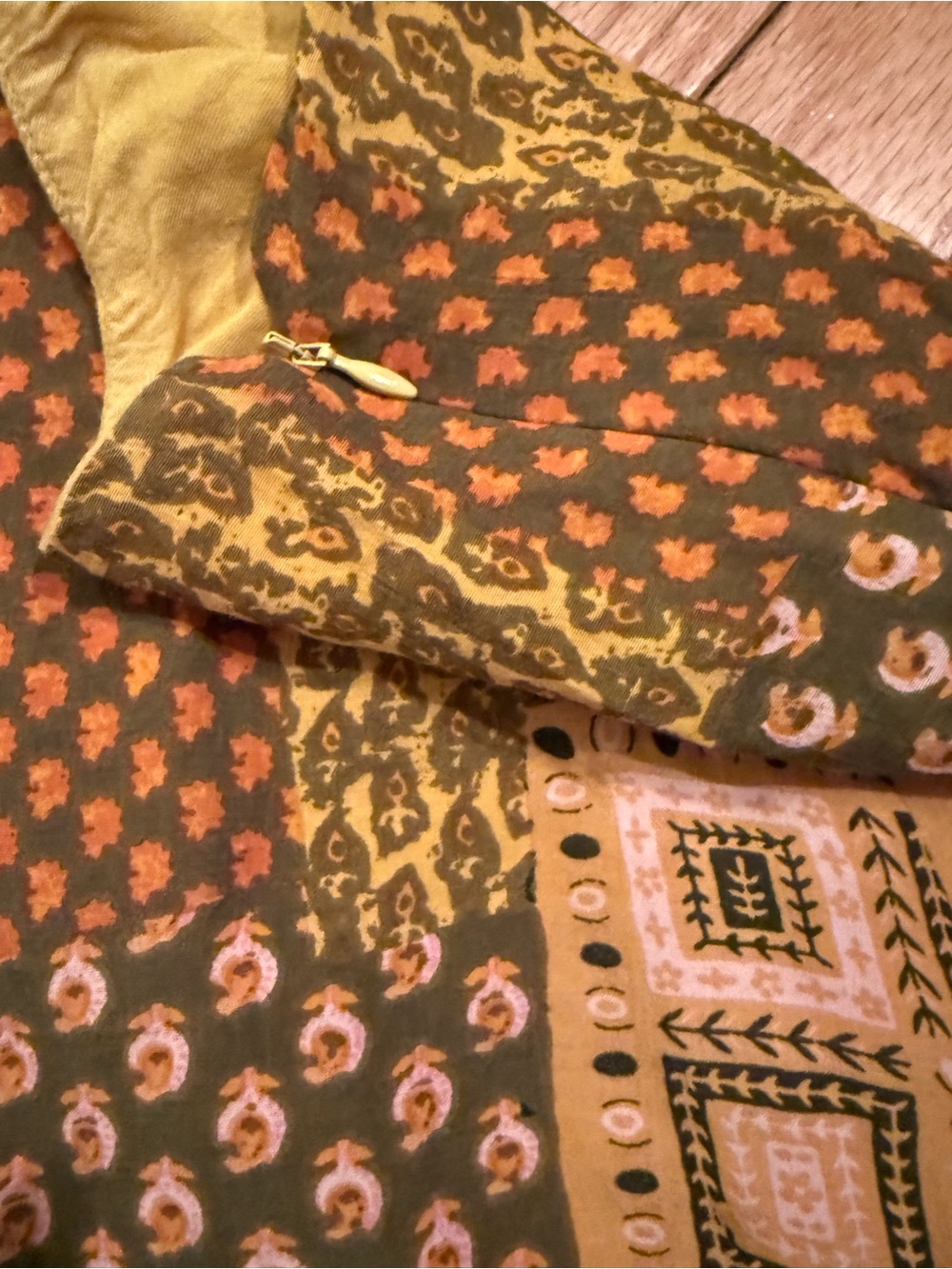 Urban Outfitters Olive, Mustard & Pink Patchwork Side Zip Mini Skirt - Picture 5 of 9